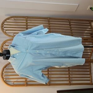 Eddie Bauer wrinkle resistant relaxed fit blue checkered sz L casual shirt